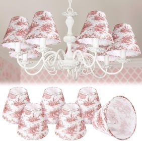 VIHOSE 6 Pcs Chandelier Shades Small Chinoiserie Lamp Shade French Countryside Toile Clip Bulbs VIHOSE 6 Pcs Chandelier Shades Small Chinoiserie Lamp Shade French Countryside Toile Clip Bulbs