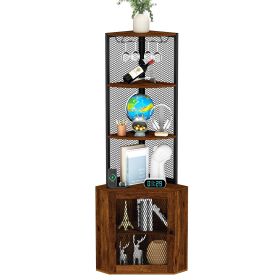 Corner Shelf with Doors, 65" Corner Cabinet & Wine Glass Rack, 6 Tier Bookshelf Display, Freestanding Corner Storage Stand[Unable ship weekends Corner Shelf with Doors, 65" Corner Cabinet & Wine Glass Rack, 6 Tier Bookshelf Display, Freestanding Corner Storage Stand[Unable ship weekends